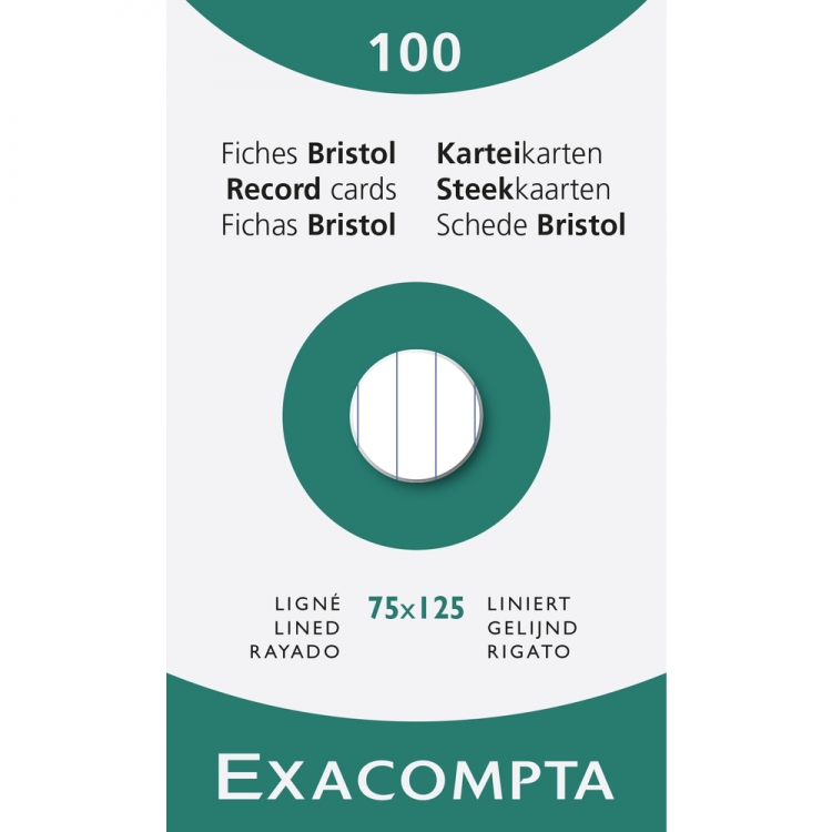 13801 Exacompta Index Cards - Lined 100 cards 