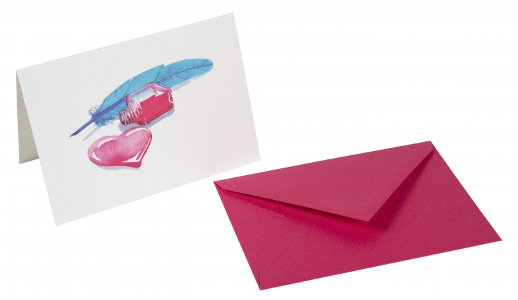 60809L G. Lalo Straight-Edge Fold Over Card - Nib & Heart