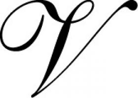 40322T Brass Seal - Script Old Style - Letter V