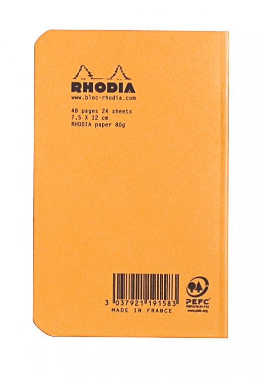 119158C Rhodia Slim Staplebound Notebook - Orange