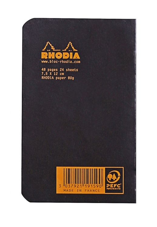 119159C Rhodia Slim Staplebound Notebook - Black