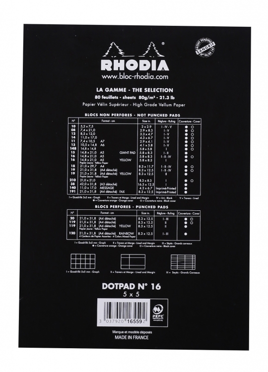16559C Rhodia Staplebound Notepad - Black