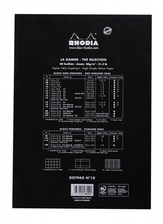 18559C Rhodia Staplebound Notepad - Black