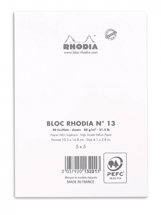 13201C Rhodia Staplebound Notepad - White