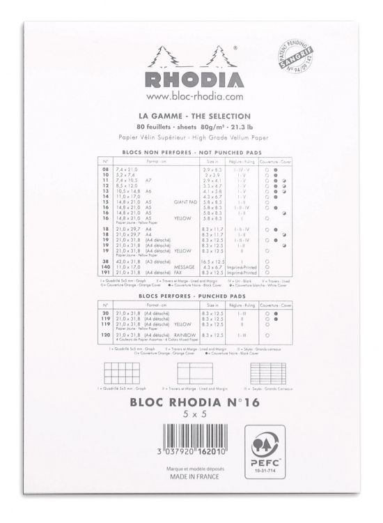 16201C Rhodia Staplebound Notepad - White