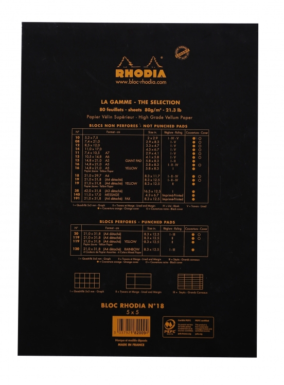 182009C Rhodia Staplebound Notepad - Black