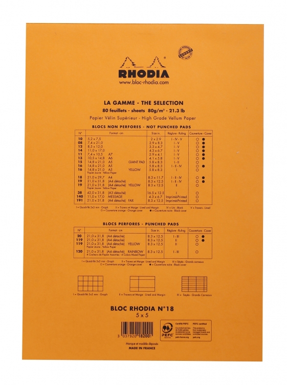 18200C Rhodia Staplebound Notepad - Orange
