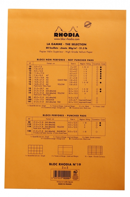 19200C Rhodia Staplebound Notepad - Orange