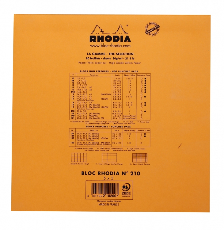 210200C Rhodia Staplebound Notepad - Orange
