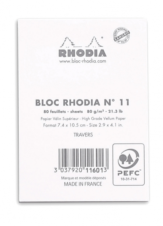 11601C Rhodia Staplebound Notepad - White
