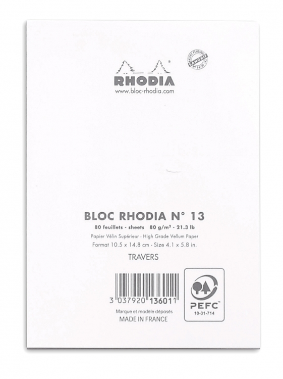 13601C Rhodia Staplebound Notepad - White