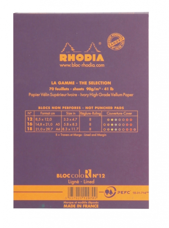 12970C Rhodia ColoR Pads - Violet Back
