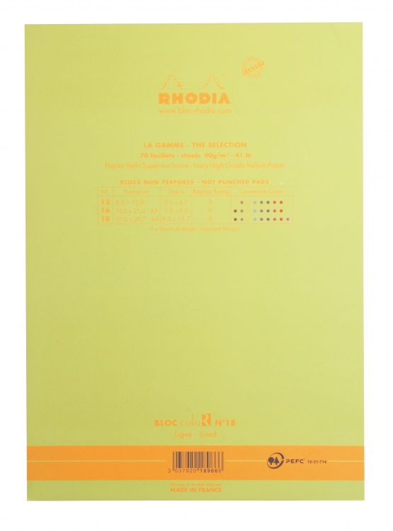 18966C Rhodia ColoR Pads - Anise (Back)