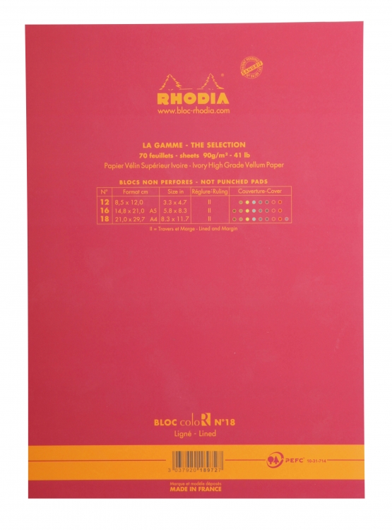 18972C Rhodia ColoR Pads - Raspberry (Back)