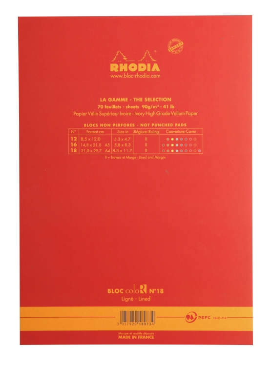 18973C Rhodia ColoR Pads - Poppy (Back)