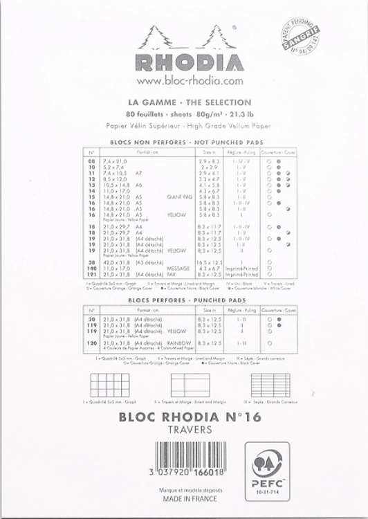 Rhodia “Ice” Notepad - Back