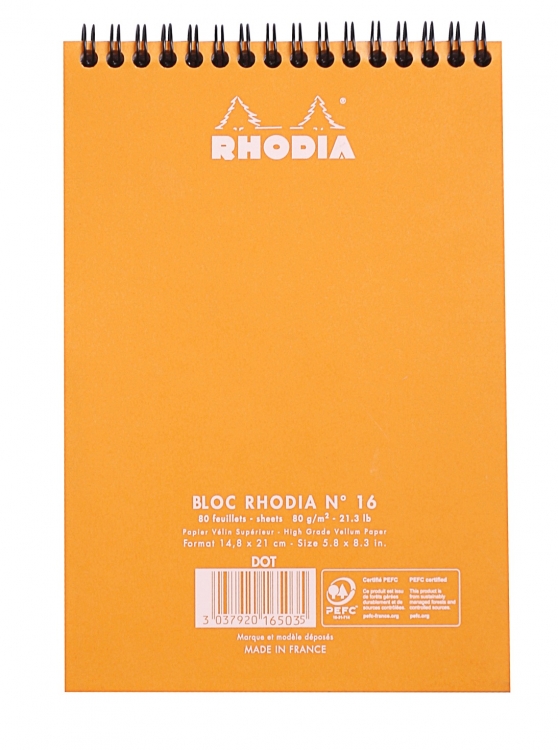 16503C Rhodia Wirebound Notepad - Orange