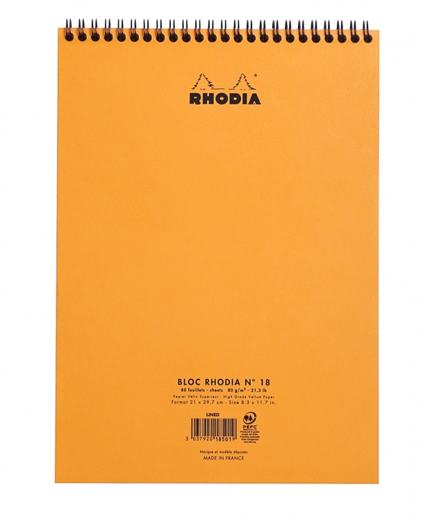 18501C Rhodia Wirebound Notepad - Orange