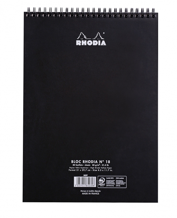 185039C Rhodia Wirebound Notepad - Black